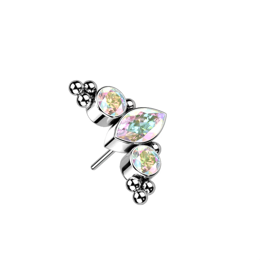 Titanium Threadless Push In Marquise CZ Replacement Top Belly Lip - Image 5