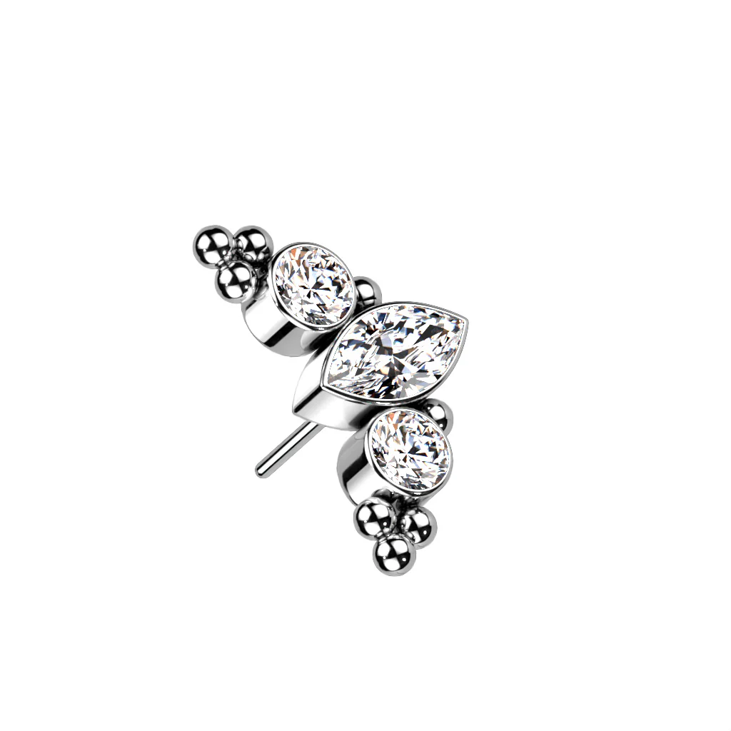 Titanium Threadless Push In Marquise CZ Replacement Top Belly Lip - Image 6
