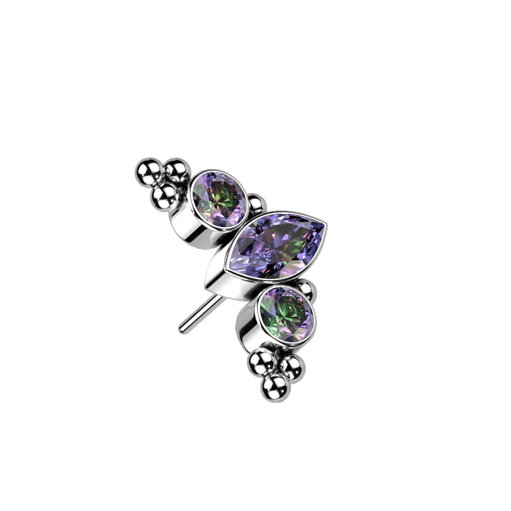 Titanium Threadless Push In Marquise CZ Replacement Top Belly Lip - Image 7