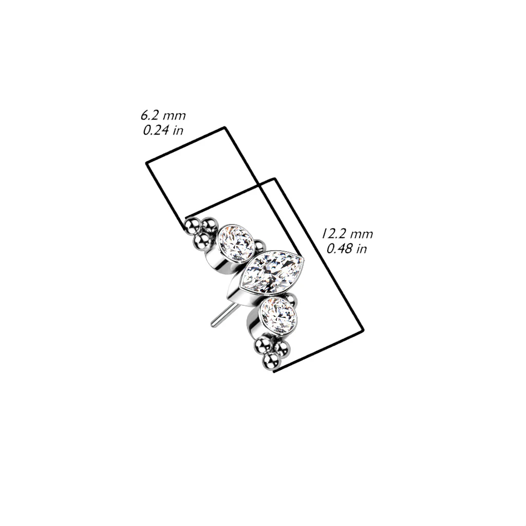 Titanium Threadless Push In Marquise CZ Replacement Top Belly Lip - Image 8