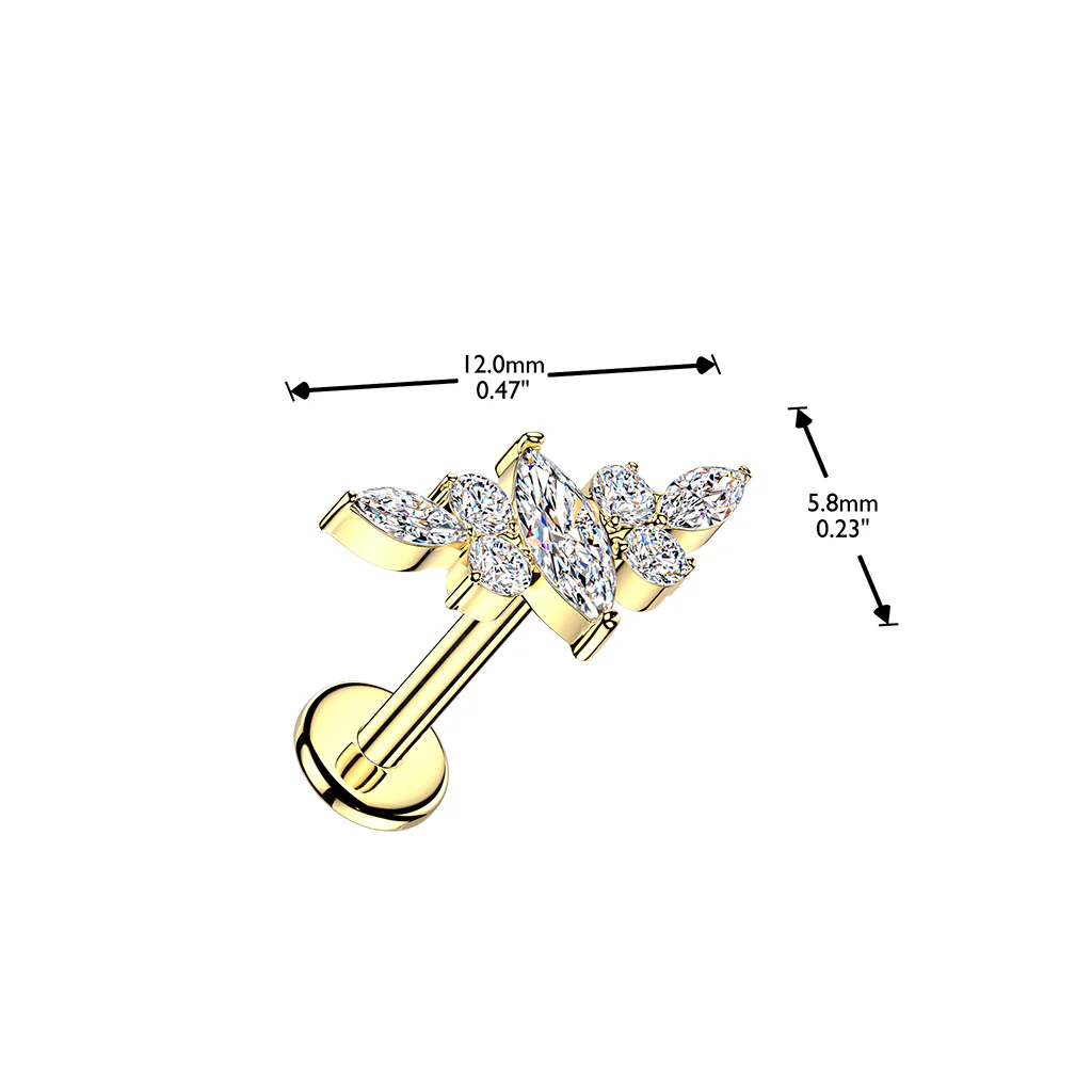 Titanium Threadless Push in Marquise CZ Wing Top Cartilage - Image 2
