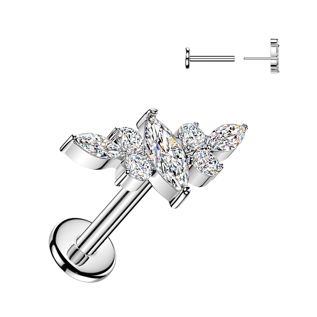 Titanium Threadless Push in Marquise CZ Wing Top Cartilage - Image 3