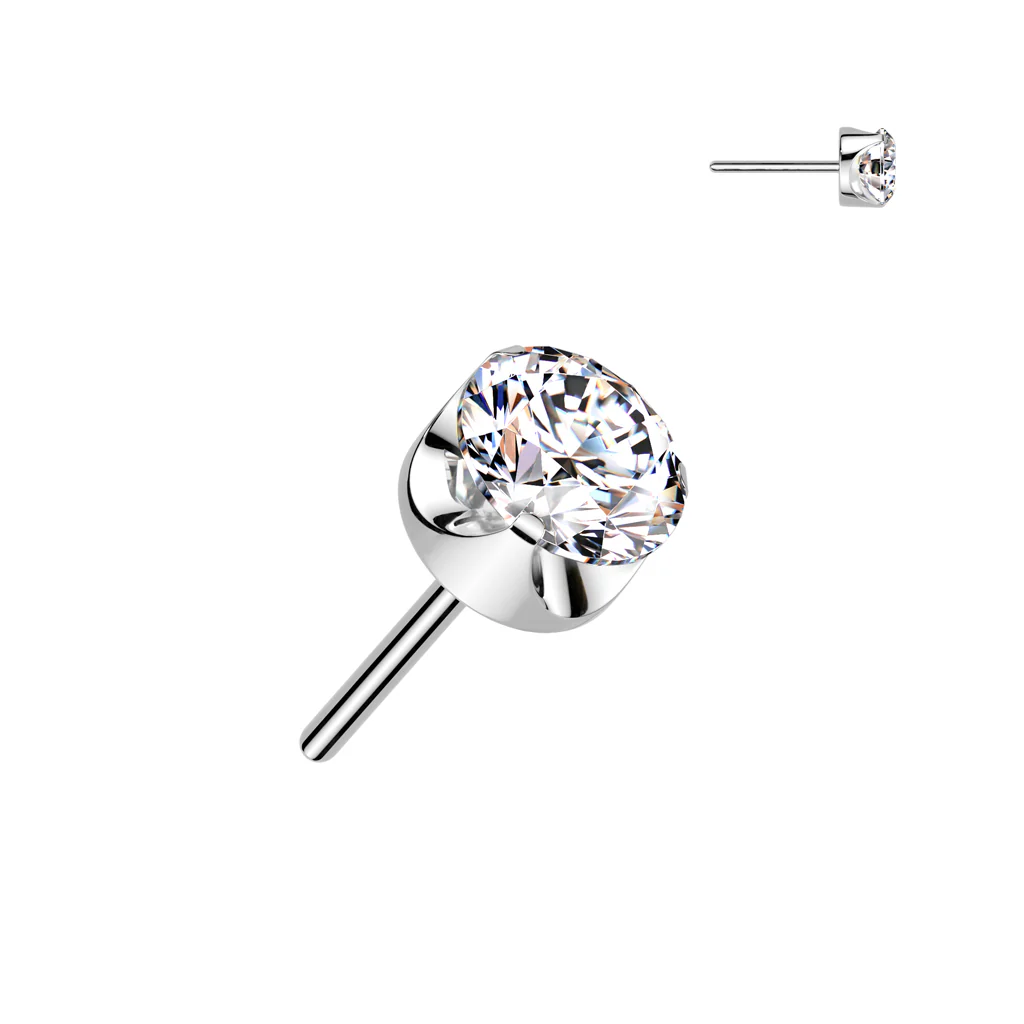 Titanium Threadless Push In Prong Set CZ Ball Top - Image 2
