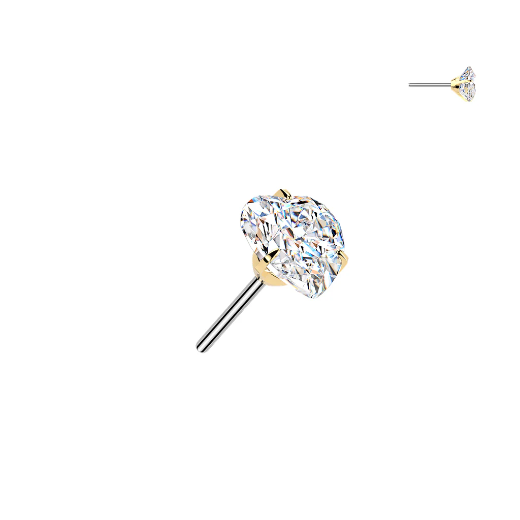 Titanium Threadless Push In Heart Prong Set Moissanite For Belly  Lip Tragus - Image 3