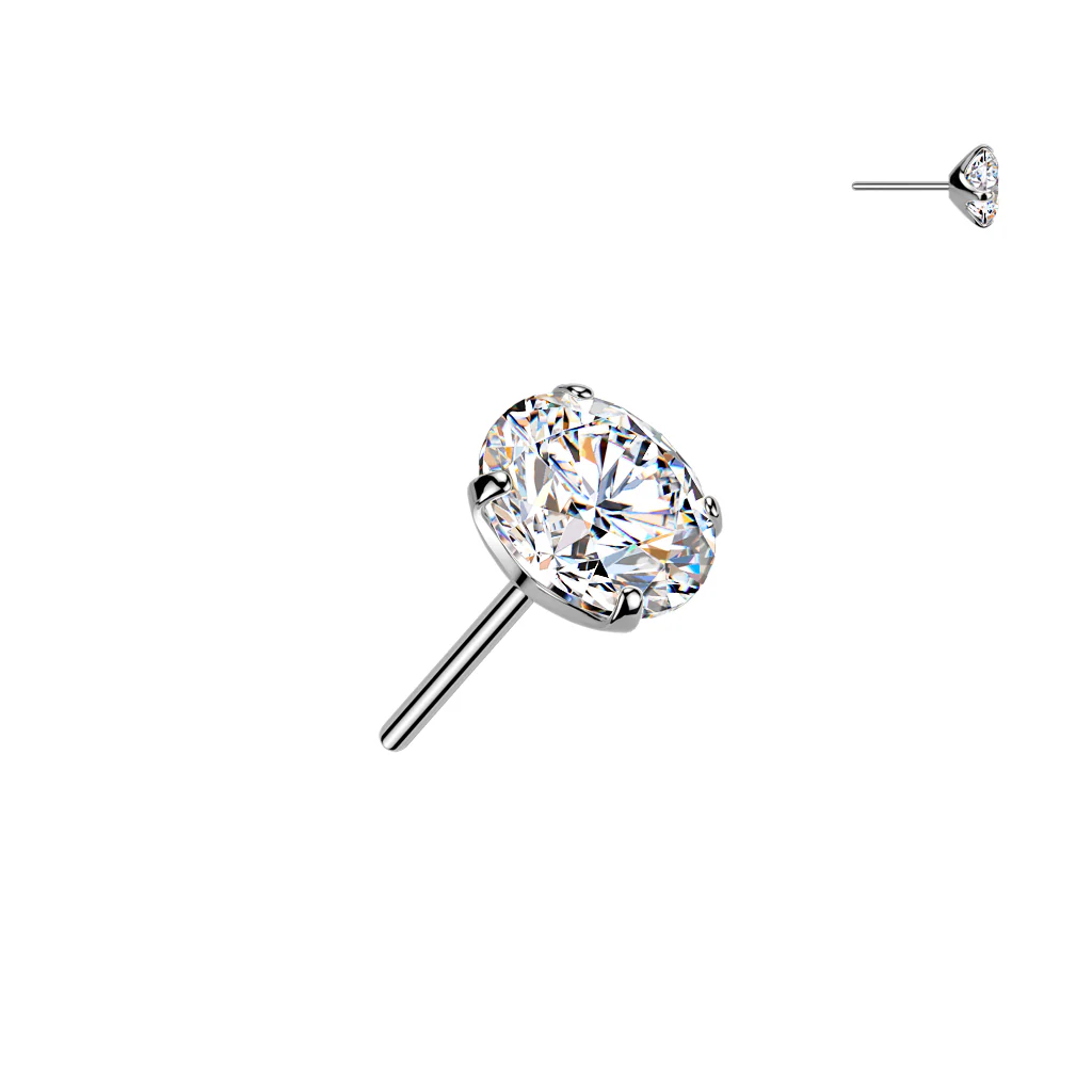 Titanium Threadless Push In Prong Set Moissanite For Belly, Lip Tragus - Image 2