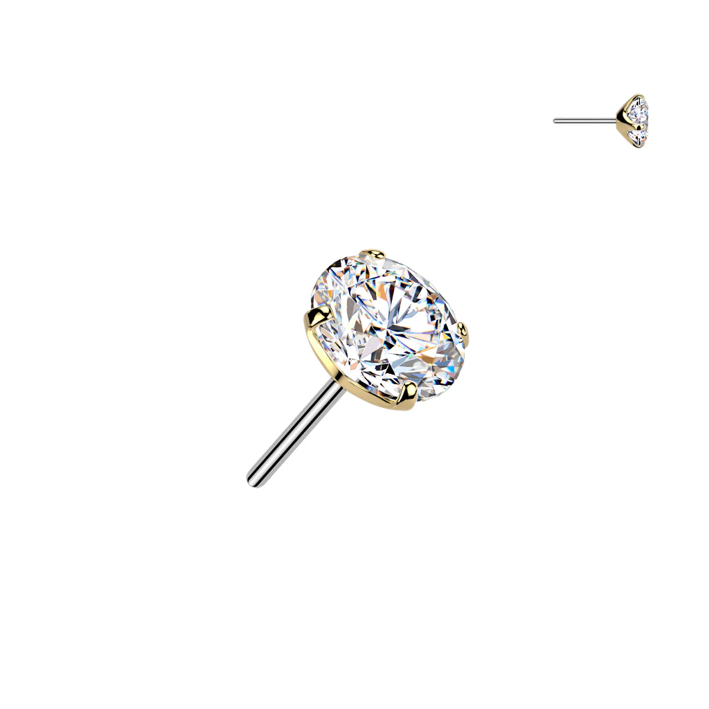 Titanium Threadless Push In Prong Set Moissanite For Belly, Lip Tragus - Image 3