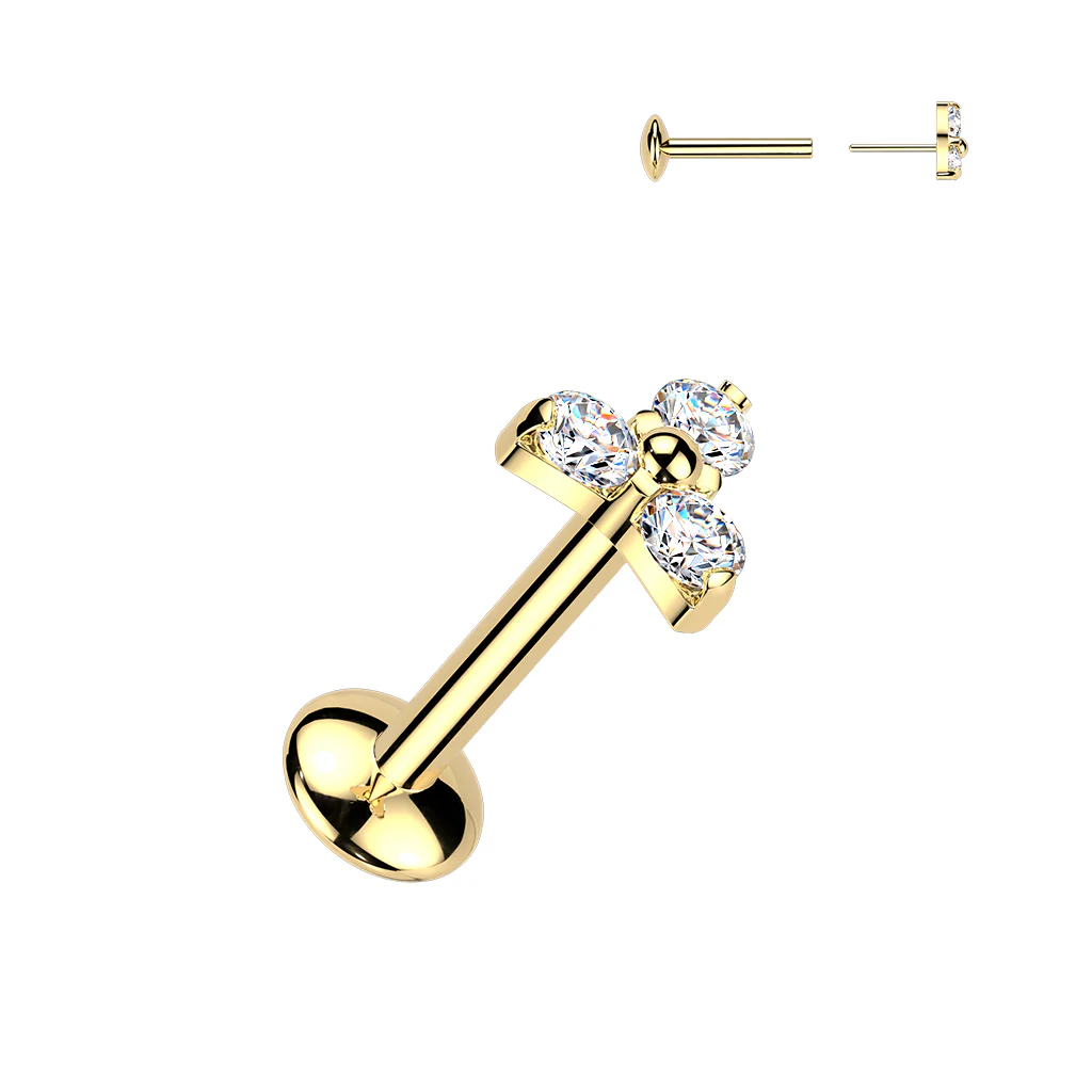 Titanium Threadless Push In Trinity Moissanite Top Labret Tragus Rock - Image 2
