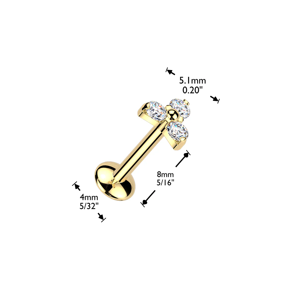 Titanium Threadless Push In Trinity Moissanite Top Labret Tragus Rock - Image 4