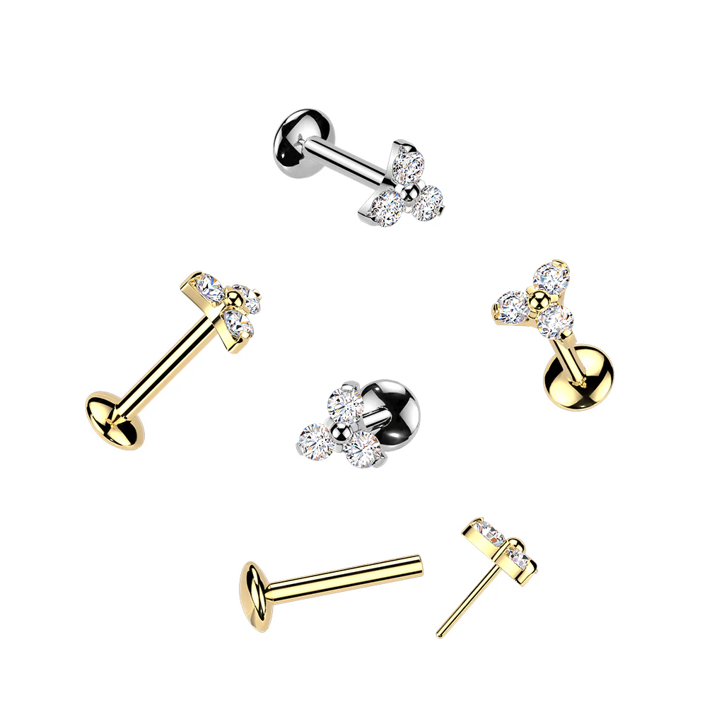 Titanium Threadless Push In Trinity Moissanite Top Labret Tragus Rock - Image 5