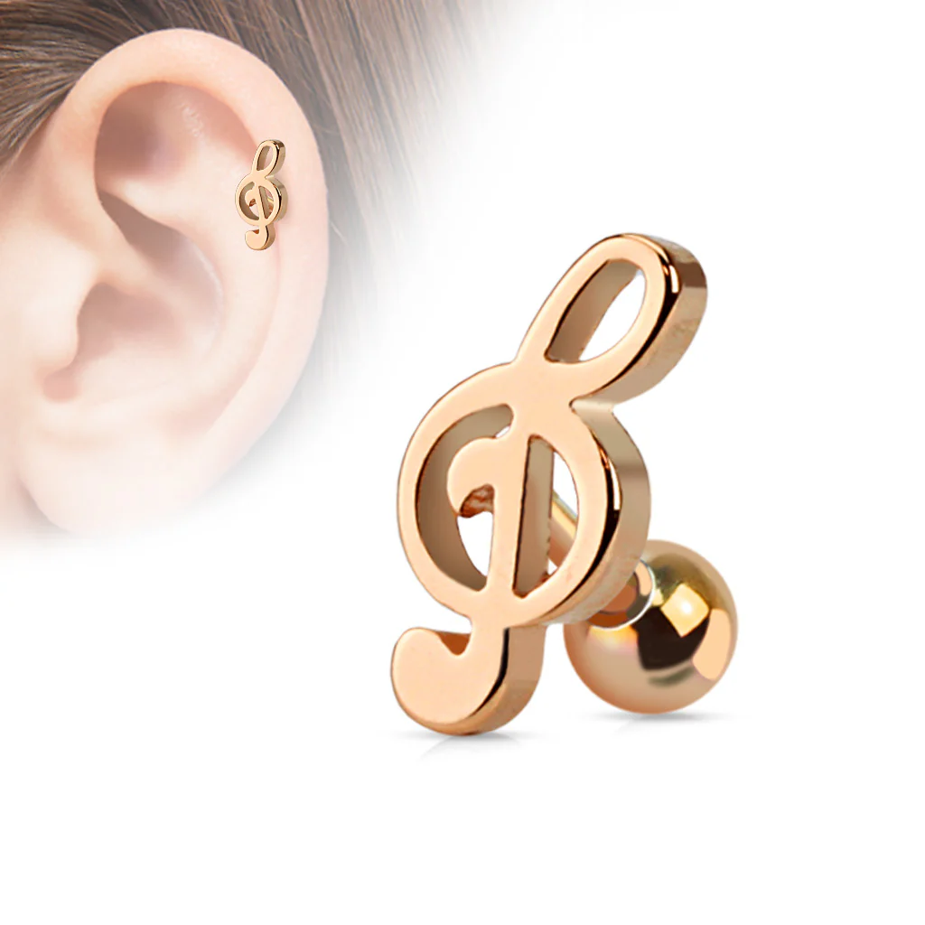 Treble Clef Music Note Ear Cartilage Tragus Helix Barbell Studs - Image 4