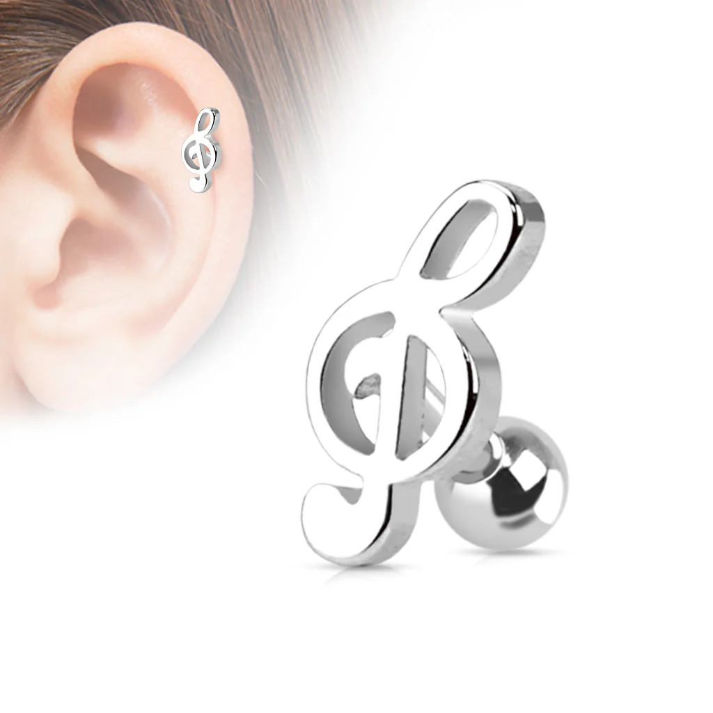 Treble Clef Music Note Ear Cartilage Tragus Helix Barbell Studs - Image 5