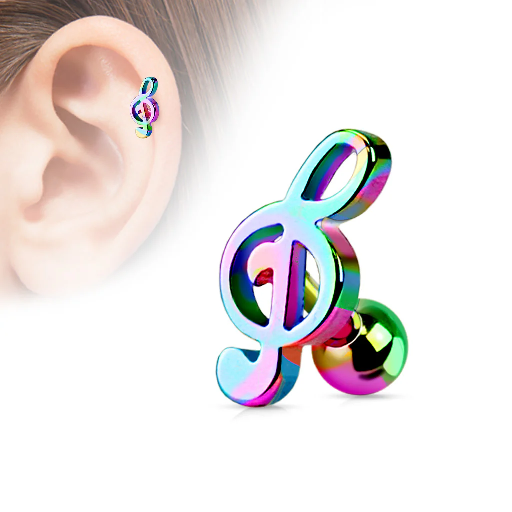 Treble Clef Music Note Ear Cartilage Tragus Helix Barbell Studs - Image 6