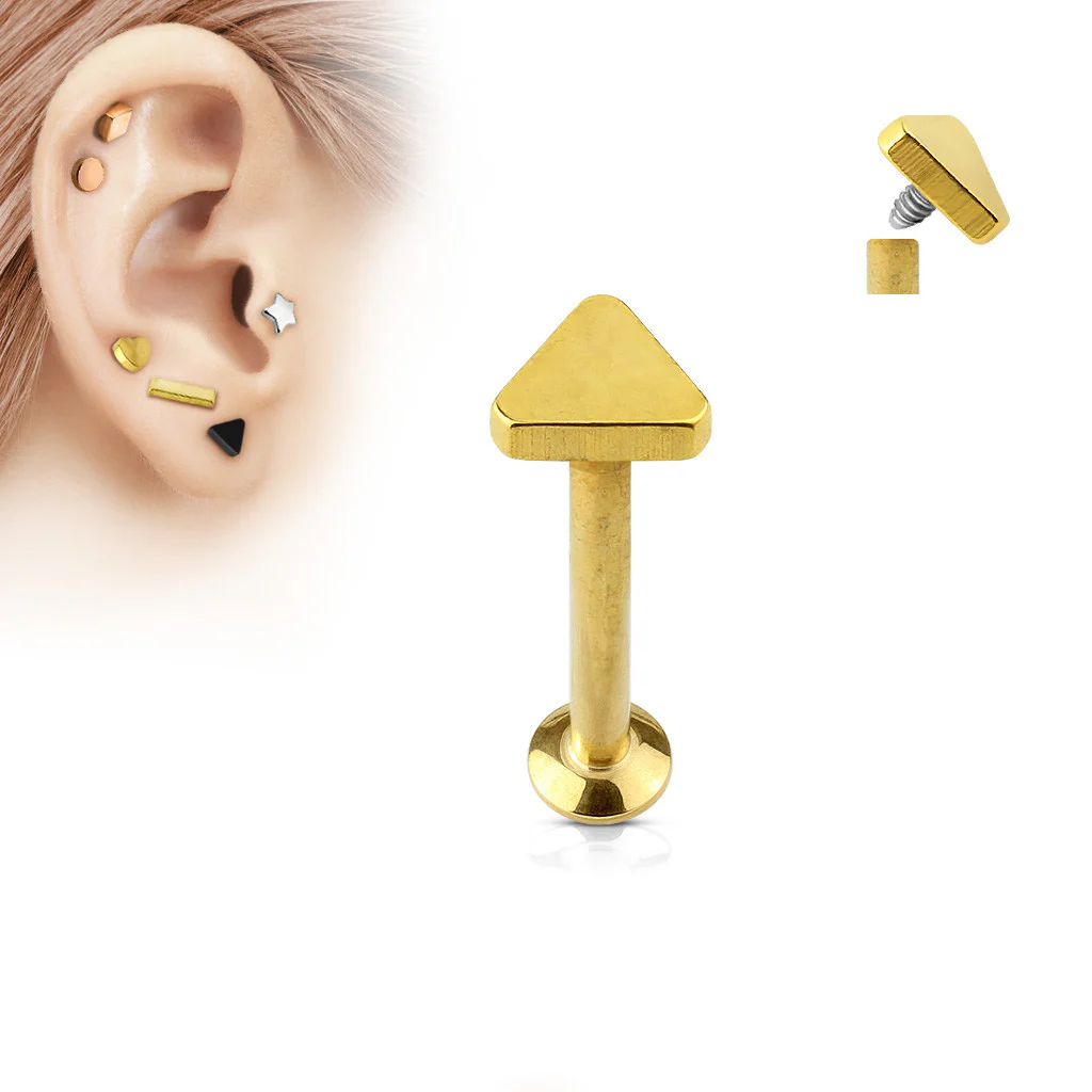 Triangle Top Internal Threaded Labret Monroe Daith Tragus Helix Stud - Image 2