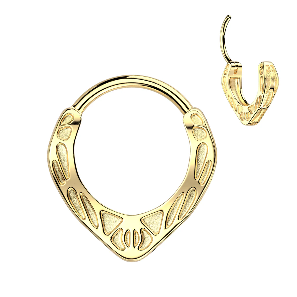Tribal Cast Hinged Segment Hoop Ring for Nose Ear Lobe Helix - Image 3