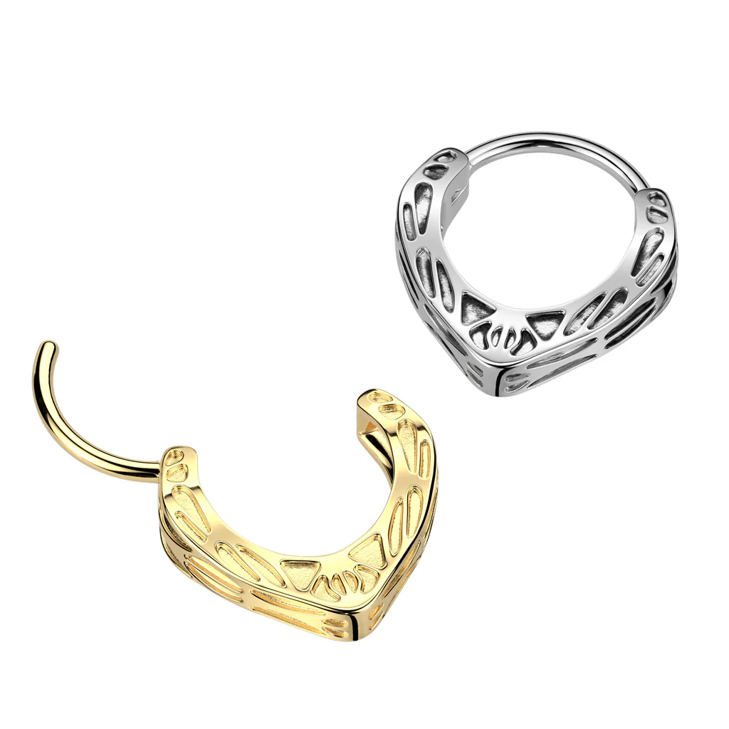 Tribal Cast Hinged Segment Hoop Ring for Nose Ear Lobe Helix - Image 4