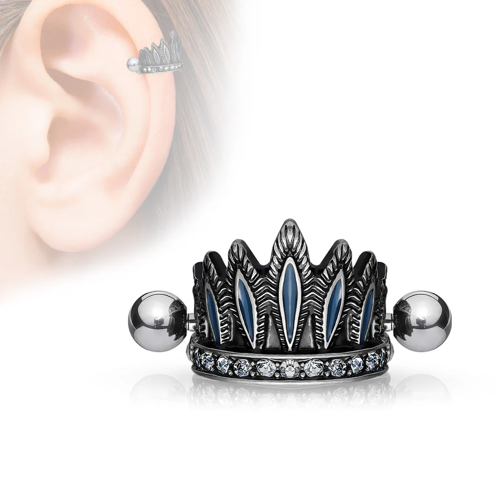 Tribal Chief's Headdress Surgical Steel Cartilage Barbell Helix Cuff - Image 2