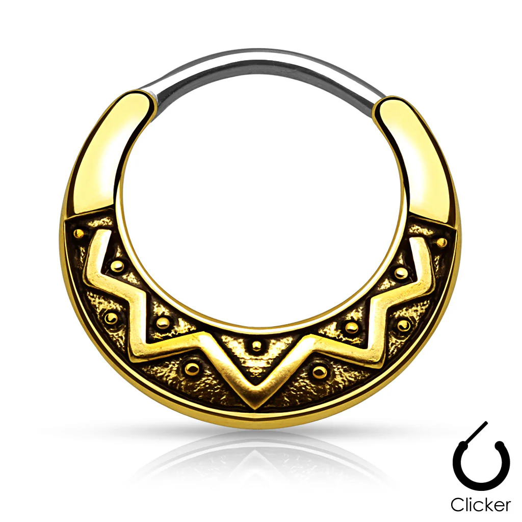 Tribal Fan Surgical Steel Septum Clicker Nose Ring - Image 2