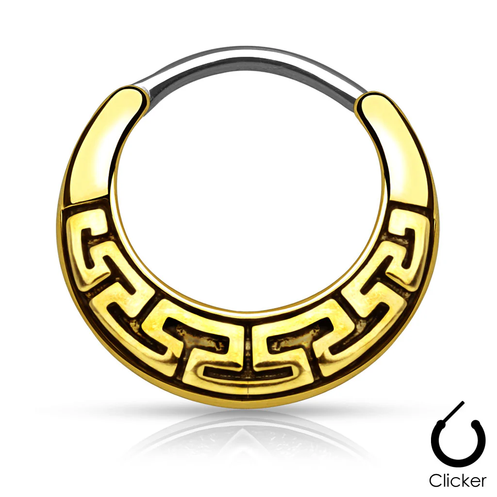 Tribal Maze Fan Surgical Steel Septum Clicker Nose Ring - Image 2