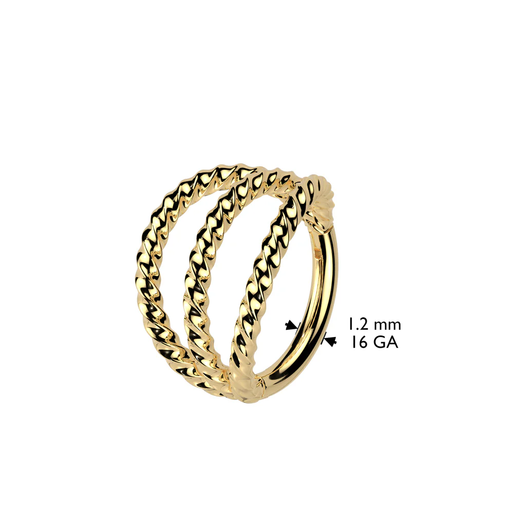 Triple Braided Hinged Segment Hoop Ring for Nose Lobe Helix - Image 2