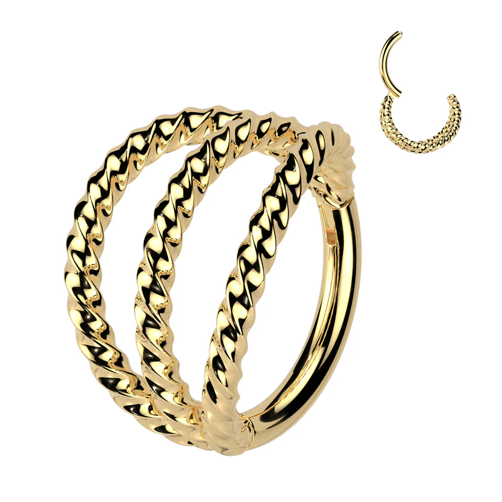 Triple Braided Hinged Segment Hoop Ring for Nose Lobe Helix - Image 3