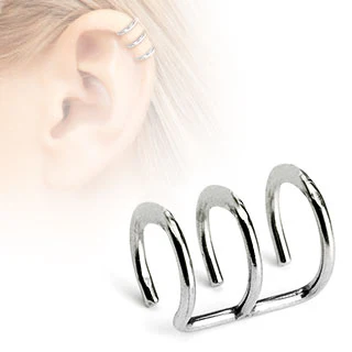Triple Ring Fake Non Piercing Ear Helix Cuff Earring