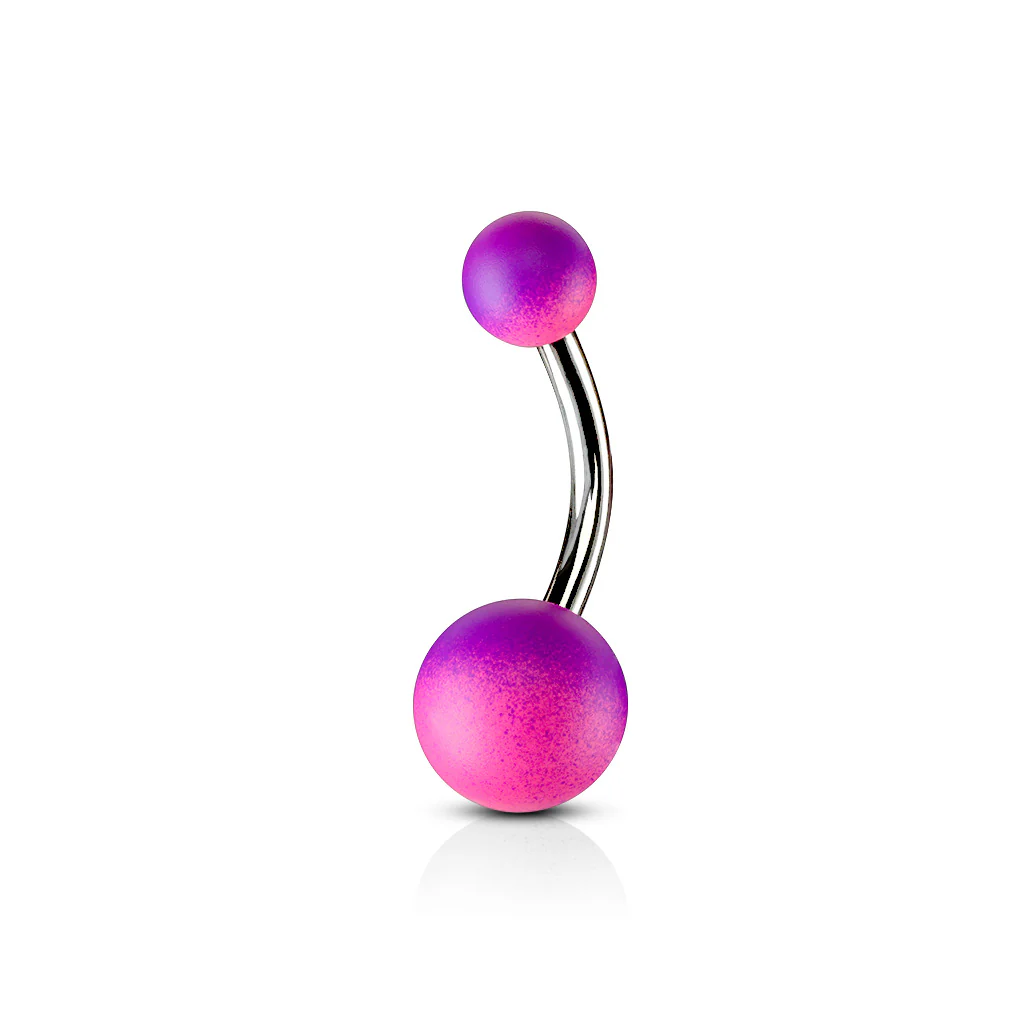 Two Tone Rubber Coating Belly Button Navel Rings - Image 2