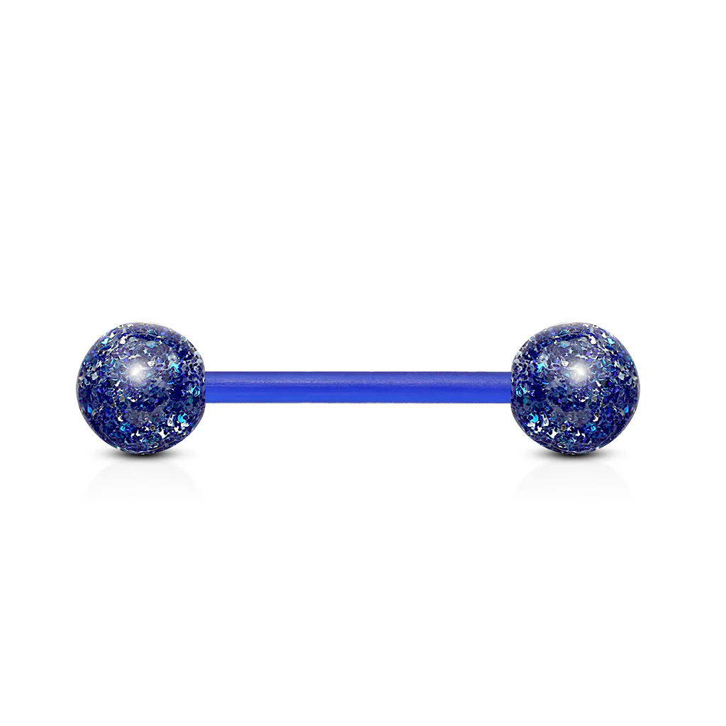 Ultra Glitter Acrylic Ball BioFlex Flexible Barbell Tongue Rings Nipple Rings - Image 3