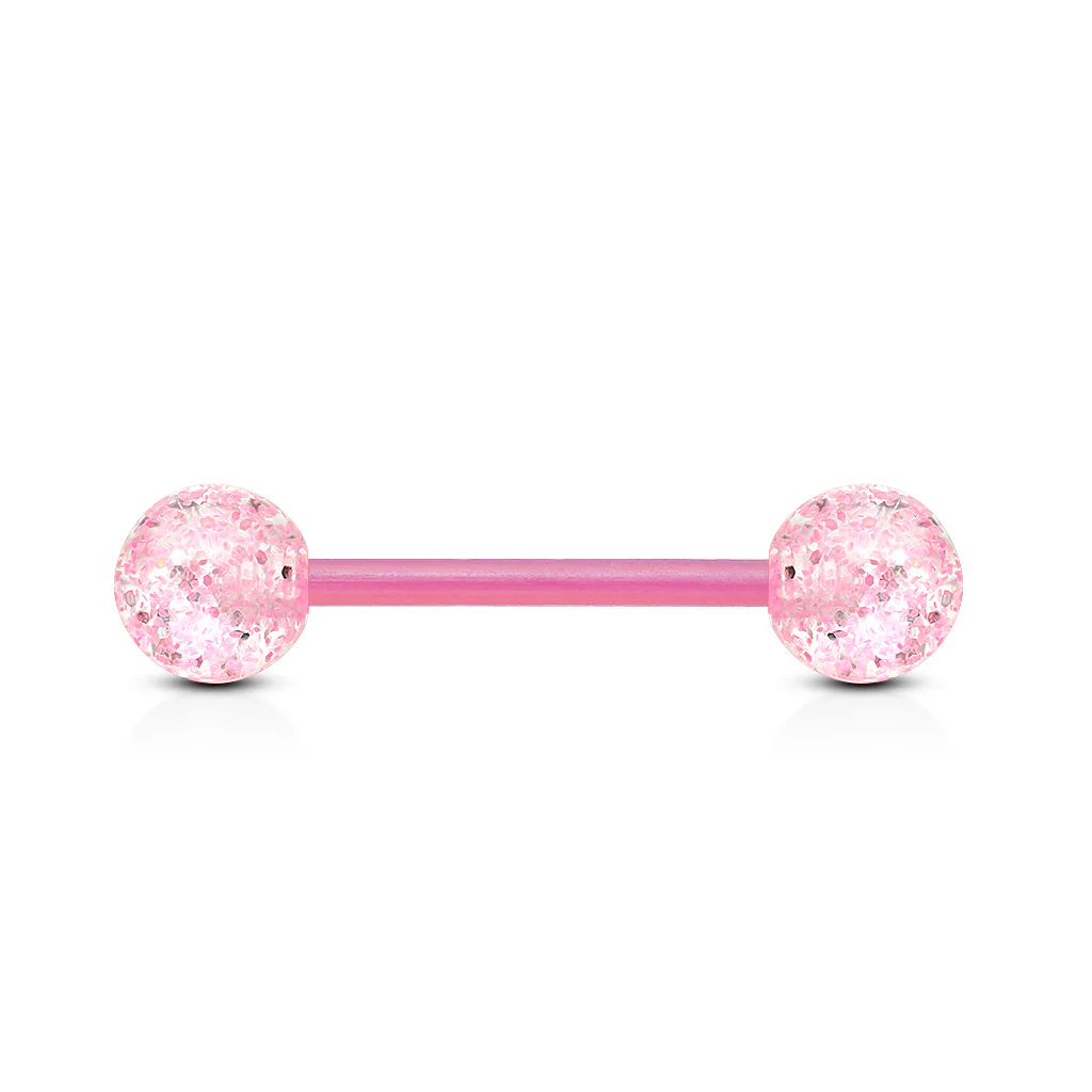 Ultra Glitter Acrylic Ball BioFlex Flexible Barbell Tongue Rings Nipple Rings - Image 7