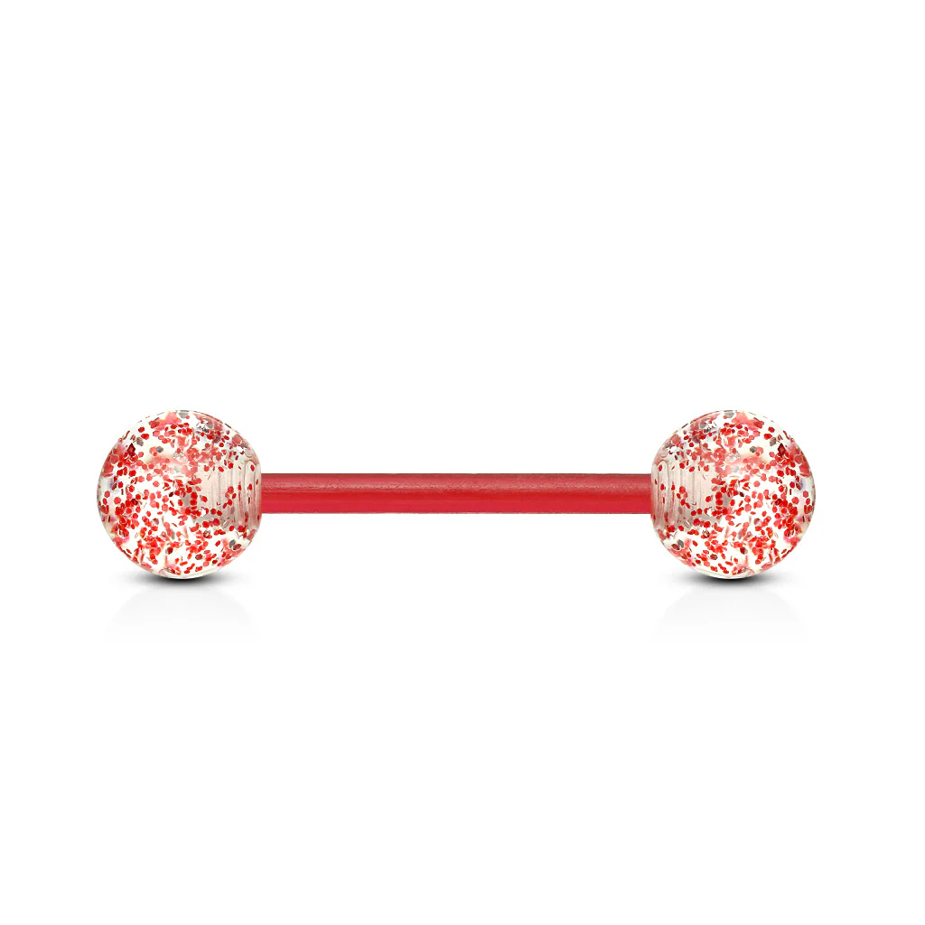 Ultra Glitter Acrylic Ball BioFlex Flexible Barbell Tongue Rings Nipple Rings - Image 9