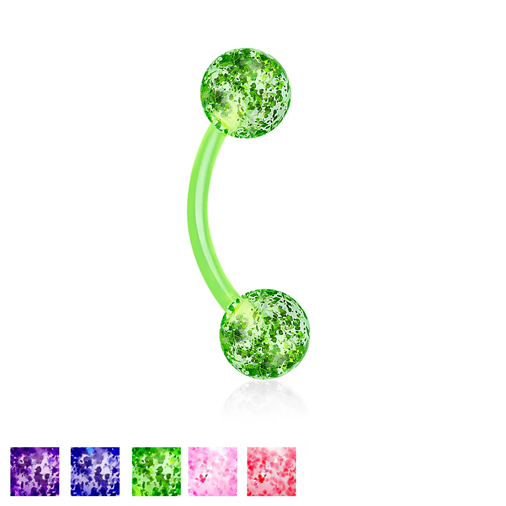 Ultra Glitter Acrylic Balls Flexible Eyebrow Ring No Metal