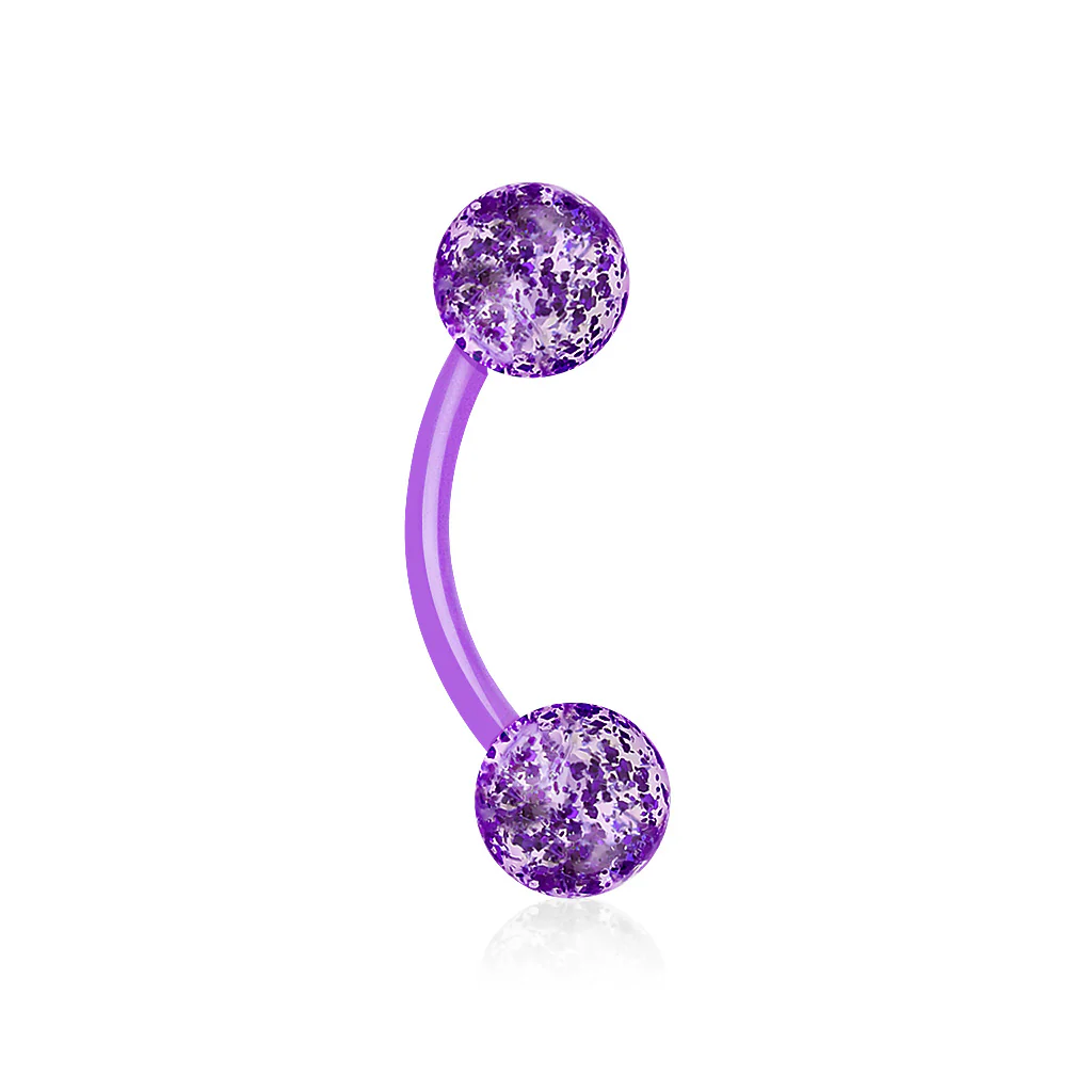 Ultra Glitter Acrylic Balls Flexible Eyebrow Ring No Metal - Image 2