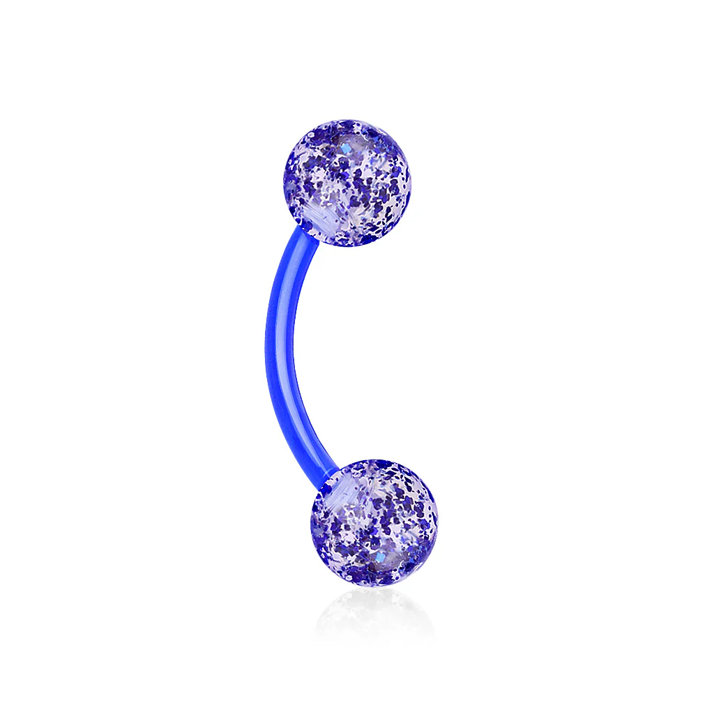 Ultra Glitter Acrylic Balls Flexible Eyebrow Ring No Metal - Image 3