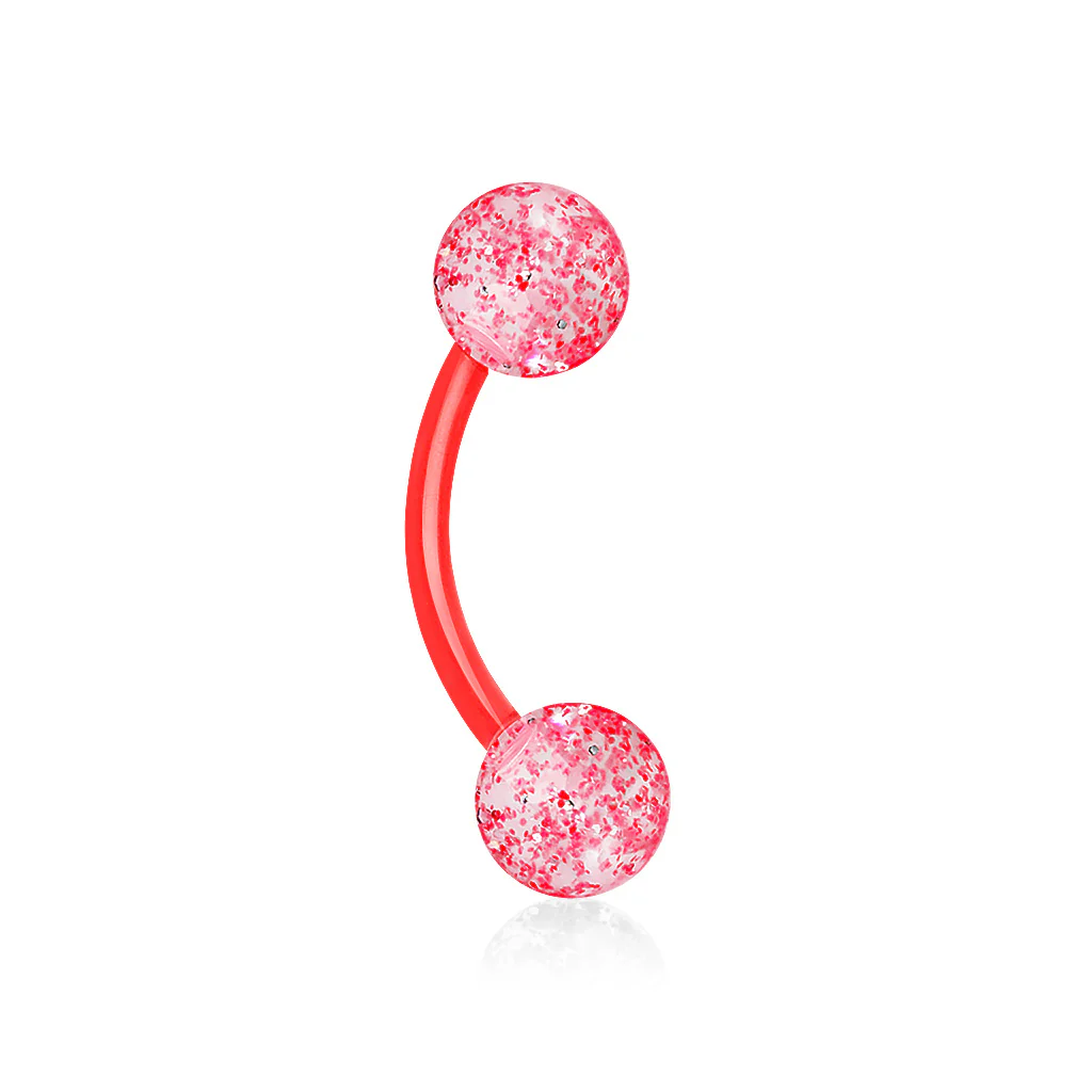Ultra Glitter Acrylic Balls Flexible Eyebrow Ring No Metal - Image 6
