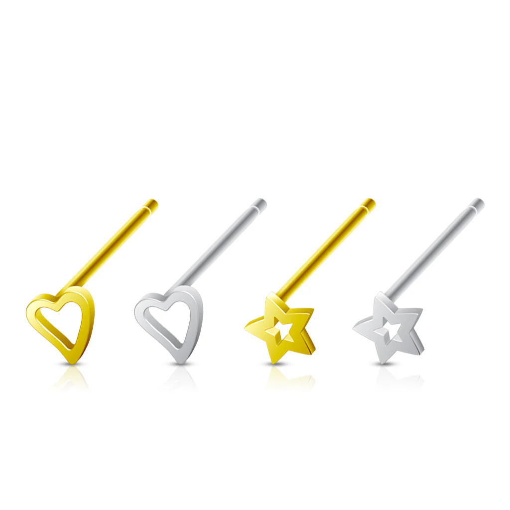 Value Pack 4 pcs .925 Sterling Silver Bendable Nose Stud Rings - Image 2