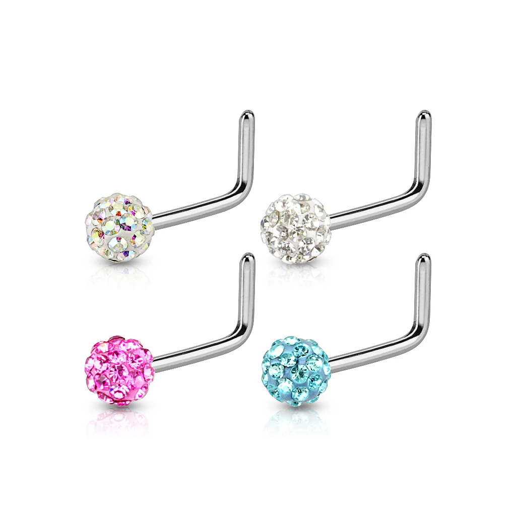 Value Pack 4 pcs Ferido Ball "L" Bend Nose Stud Rings - Image 2