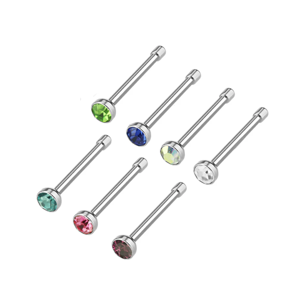 Value Pack 7 pcs 2mm Assorted CZ Nose Stud Rings