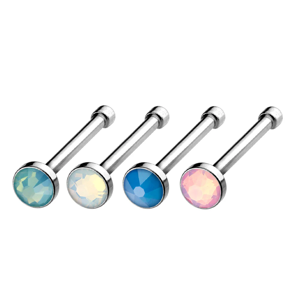 Value Pack Of 4 pcs Opalite Stone Nose Stud Rings - Image 2