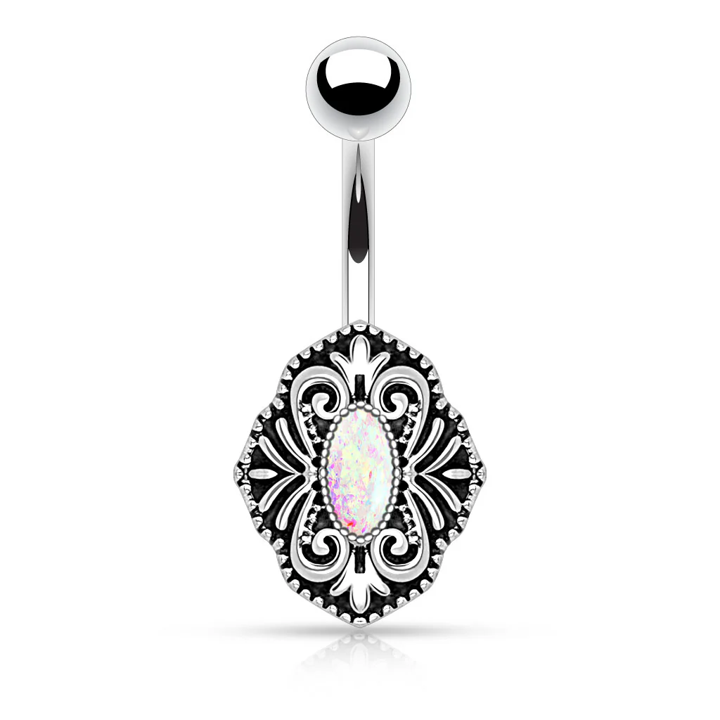 Vintage Tribal Opal Surgical Steel Belly Button Navel Rings - Image 4