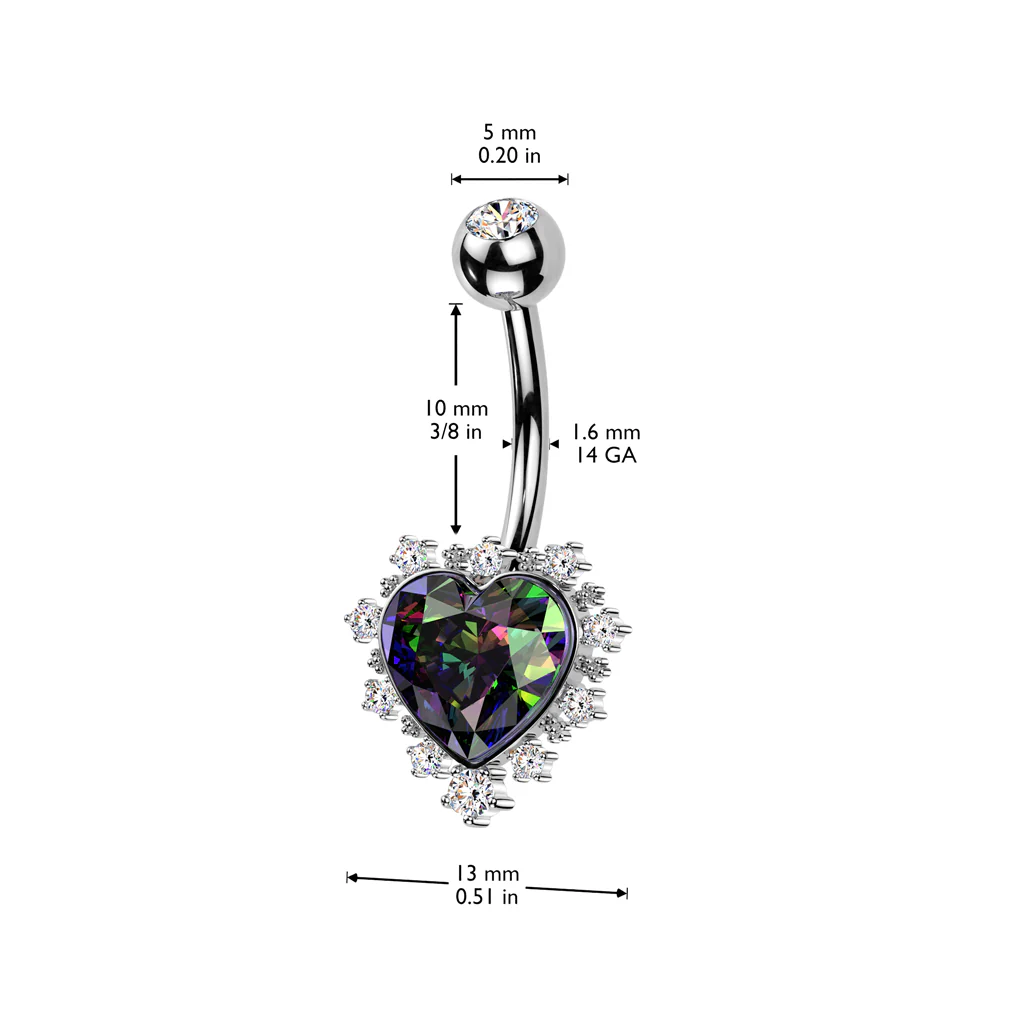 VM Color CZ Pave Around the Hearts Belly Button Ring - Image 4
