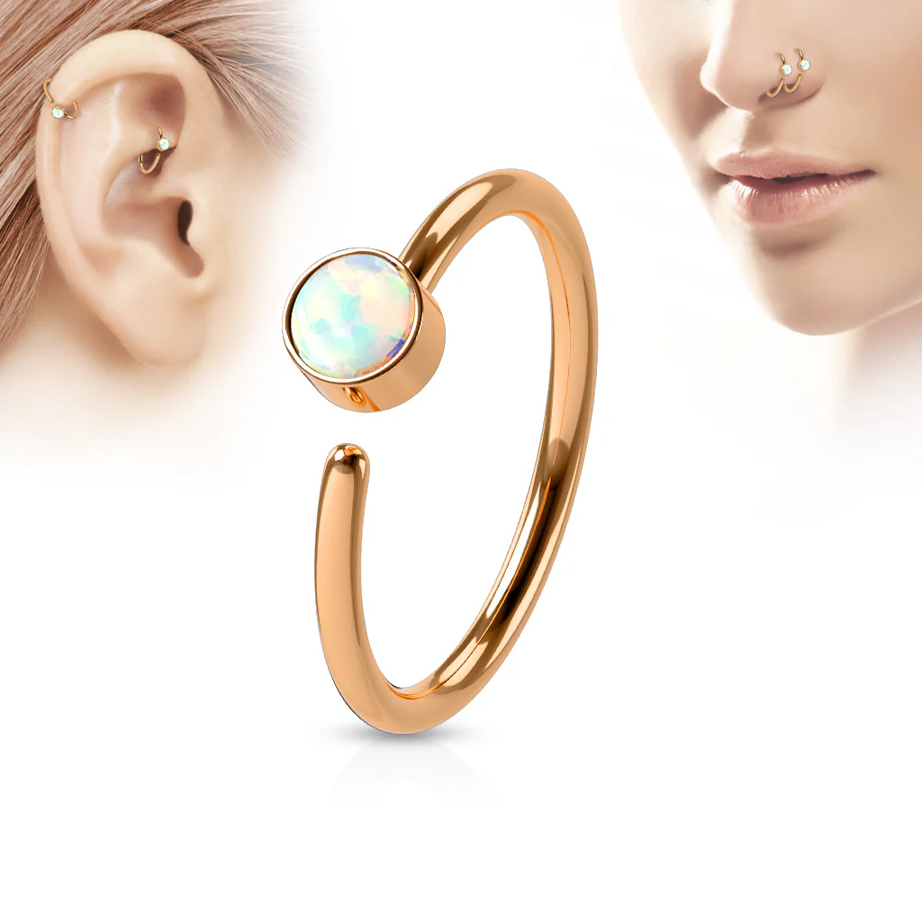 White Opal Ear Cartilage Daith Helix Tragus Nose Rings - Image 4