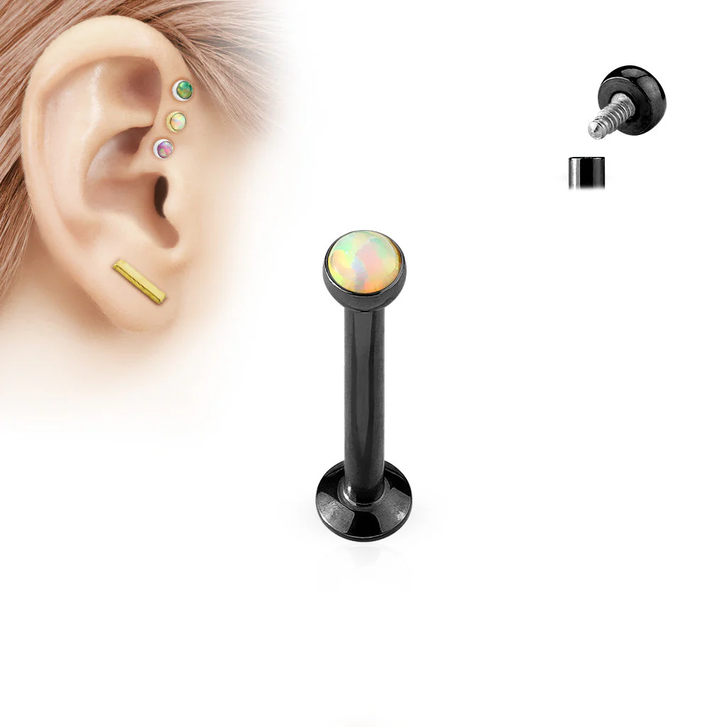 Opal IP Internal Threaded Labret Monroe Daith Tragus Helix Stud - Image 3