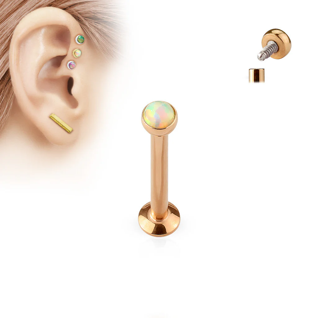 Opal IP Internal Threaded Labret Monroe Daith Tragus Helix Stud - Image 4